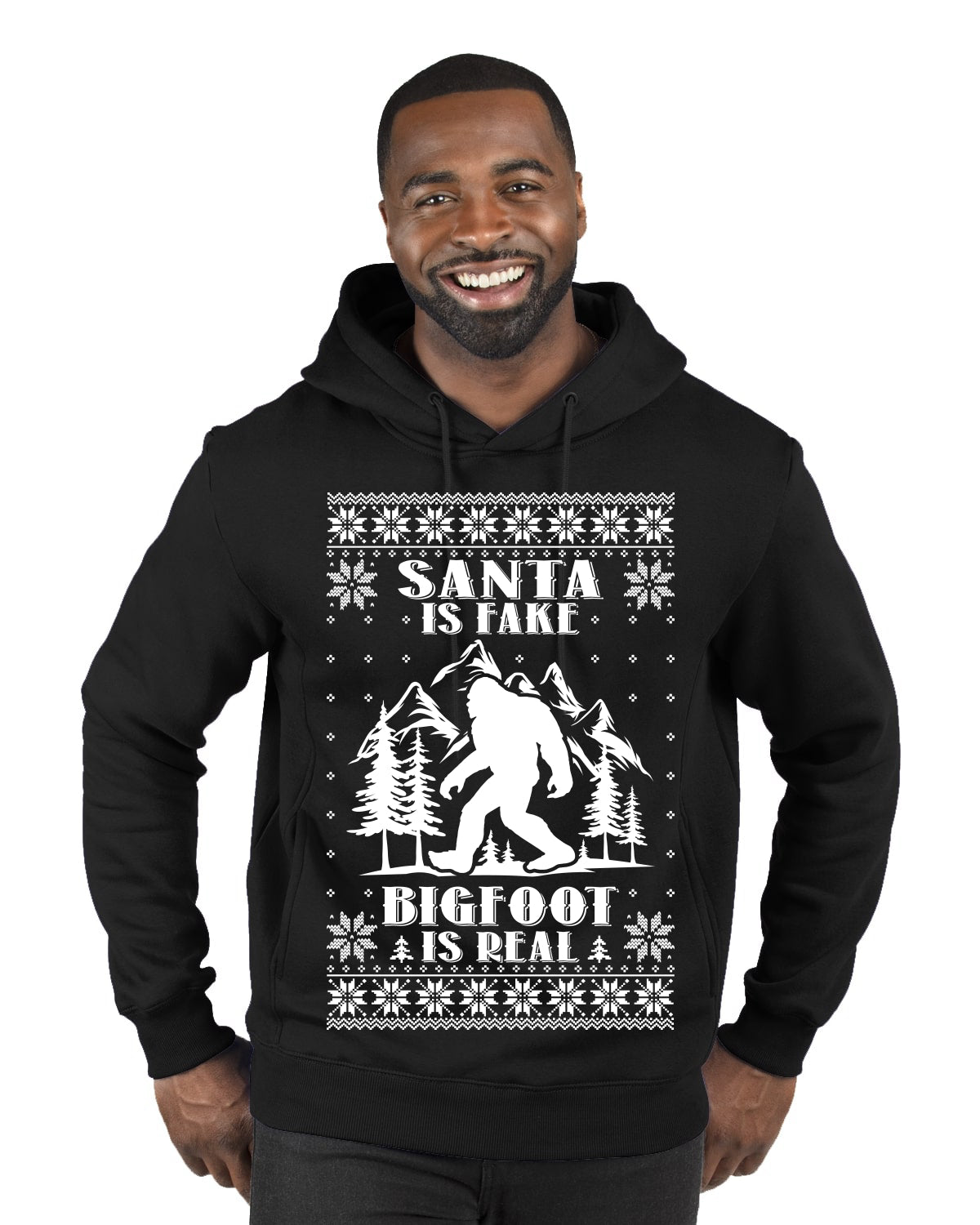 Santa Is Fake Bigfoot Is Real ,Christmas Gifts, Funny Xmas Gift Idea, Ugly Christmas Sweater Premium Graphic Hoodie Sweatshirt