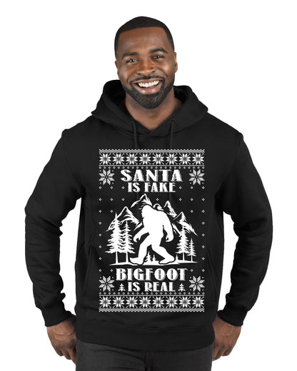 Santa Is Fake Bigfoot Is Real ,Christmas Gifts, Funny Xmas Gift Idea, Ugly Christmas Sweater Premium Graphic Hoodie Sweatshirt
