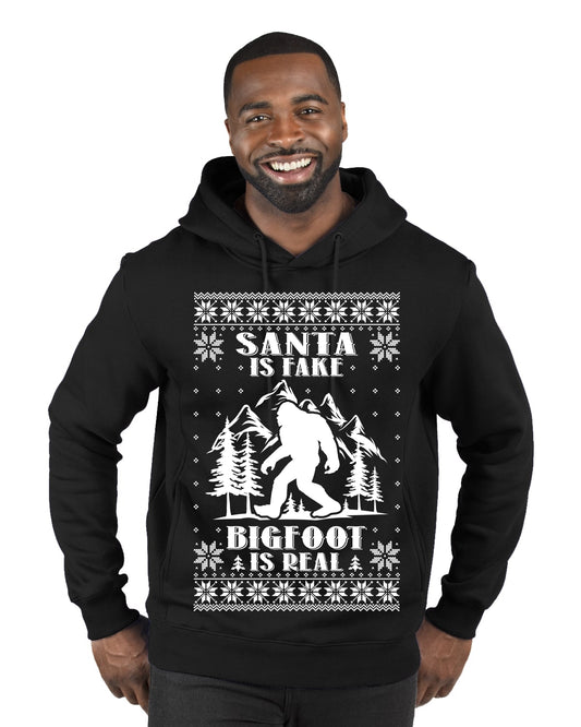 Santa Is Fake Bigfoot Is Real ,Christmas Gifts, Funny Xmas Gift Idea, Ugly Christmas Sweater Premium Graphic Hoodie Sweatshirt