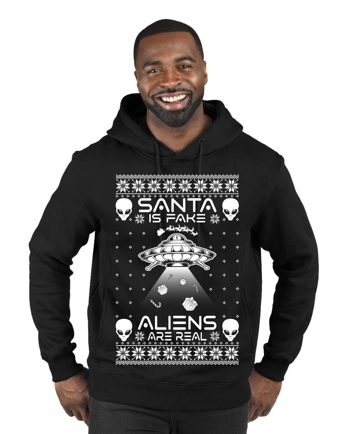 Santa Is Fake Aliens Are Real ,Christmas Gifts, Funny Xmas Gift Idea, Ugly Christmas Sweater Premium Graphic Hoodie Sweatshirt