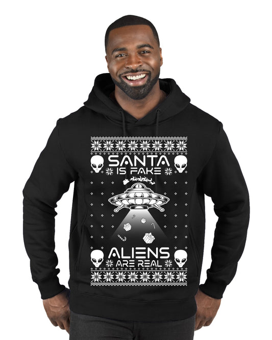 Santa Is Fake Aliens Are Real ,Christmas Gifts, Funny Xmas Gift Idea, Ugly Christmas Sweater Premium Graphic Hoodie Sweatshirt