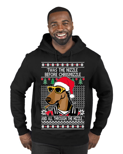 Twas The Nizzle Before Chrismizzle Gangster Dogg Rapper, Christmas Gifts, Funny Xmas Gift Idea, Ugly Christmas Sweater Premium Graphic Hoodie Sweatshirt
