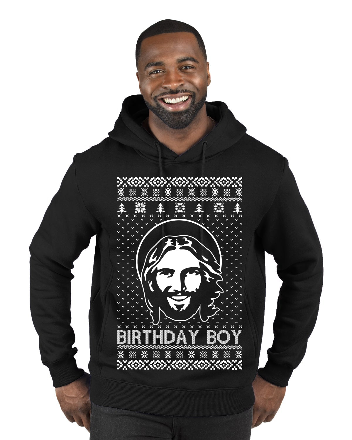 Birthday Boy Jesus Christ, Christmas Gifts, Funny Xmas Gift Idea, Ugly Christmas Sweater Premium Graphic Hoodie Sweatshirt