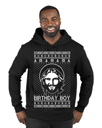 Birthday Boy Jesus Christ, Christmas Gifts, Funny Xmas Gift Idea, Ugly Christmas Sweater Premium Graphic Hoodie Sweatshirt