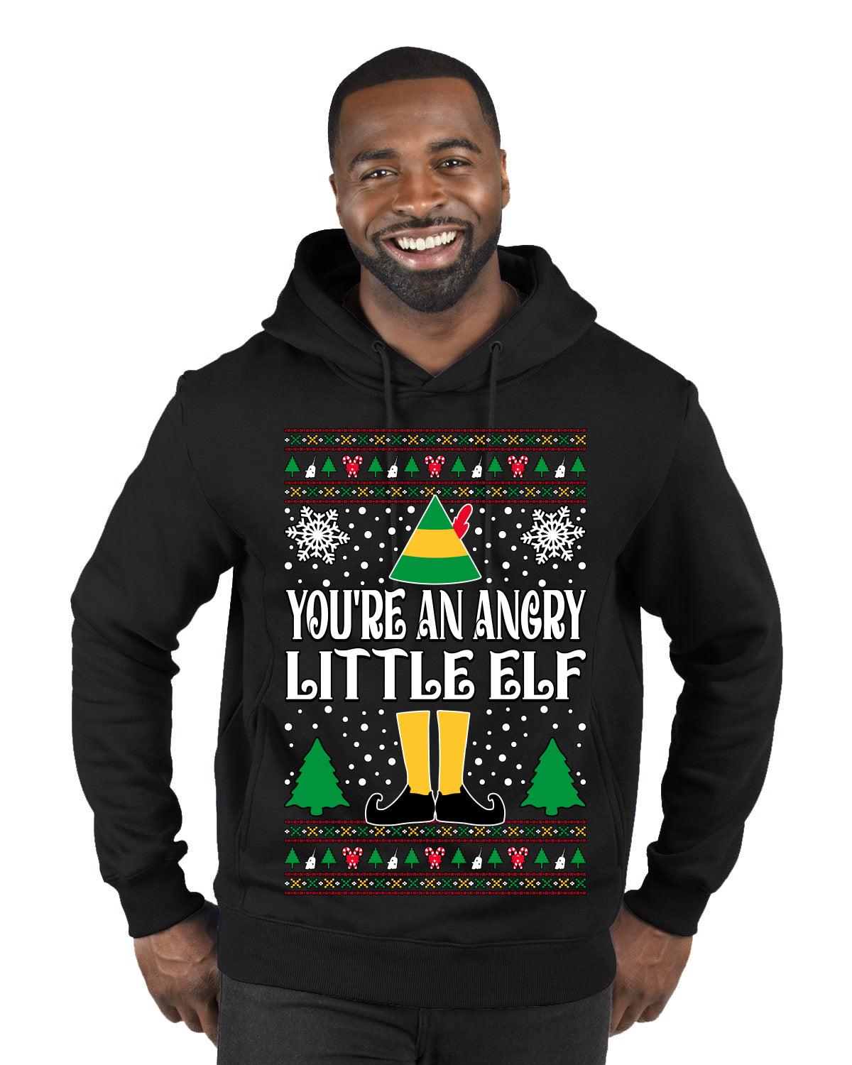 You're An Angry Little Elf Christmas Movie Quote, Christmas Gifts, Funny Xmas Gift Idea, Ugly Christmas Sweater Premium Graphic Hoodie Sweatshirt