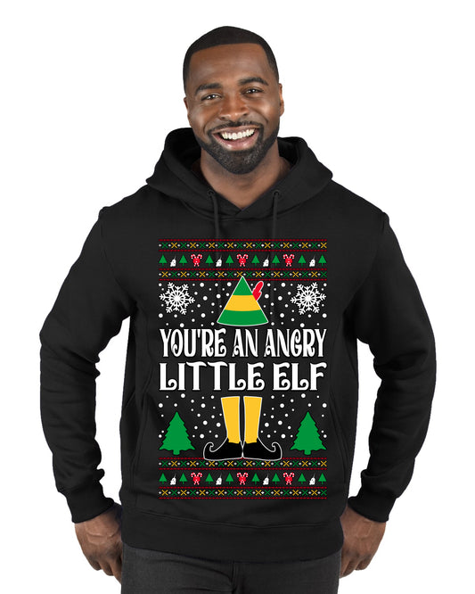 You're An Angry Little Elf Christmas Movie Quote, Christmas Gifts, Funny Xmas Gift Idea, Ugly Christmas Sweater Premium Graphic Hoodie Sweatshirt