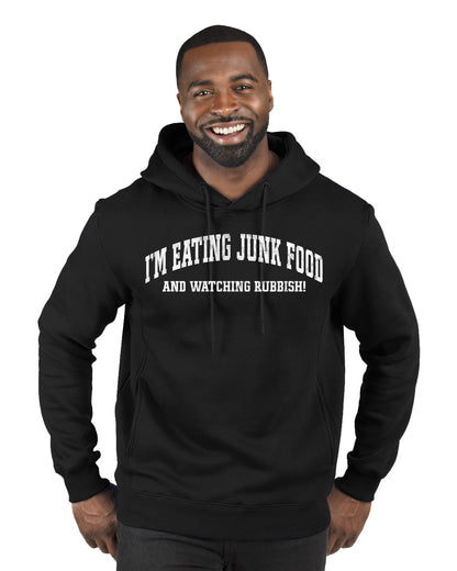 Vintage Movie Quote Eating Junk Food And Watching Rubbish, Christmas Gifts, Funny Xmas Gift Idea, Ugly Christmas Sweater Premium Graphic Hoodie Sweatshirt