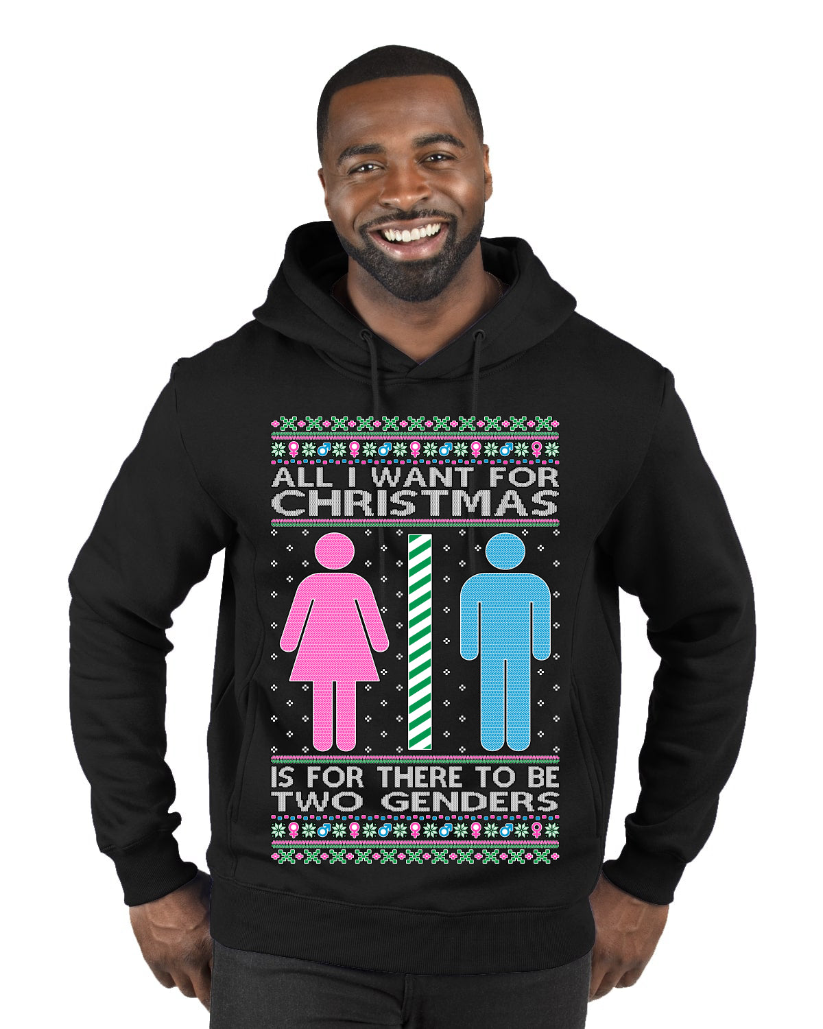 Two Genders For Christmas is All I Want, Christmas Gifts, Funny Xmas Gift Idea Ugly Christmas Sweater Premium Graphic Hoodie Sweatshirt