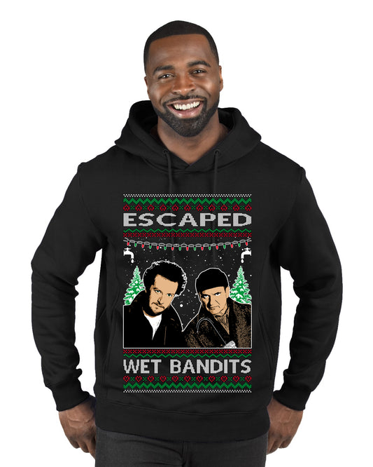 Escaped Bandits Classic Home Holiday Movie, Christmas Gifts, Funny Xmas Gift Idea, Ugly Christmas Sweater Premium Graphic Hoodie Sweatshirt
