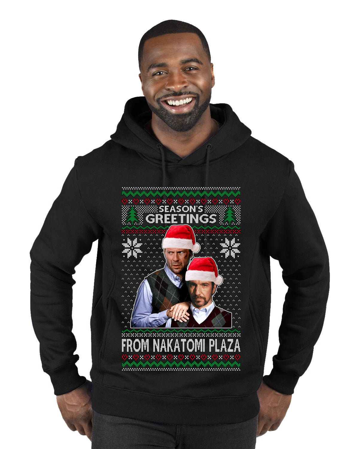 Nakatomi Plaza  Season's Greeting,  Christmas Gifts, Funny Xmas Gift Idea, Ugly Christmas Sweater Premium Graphic Hoodie Sweatshirt