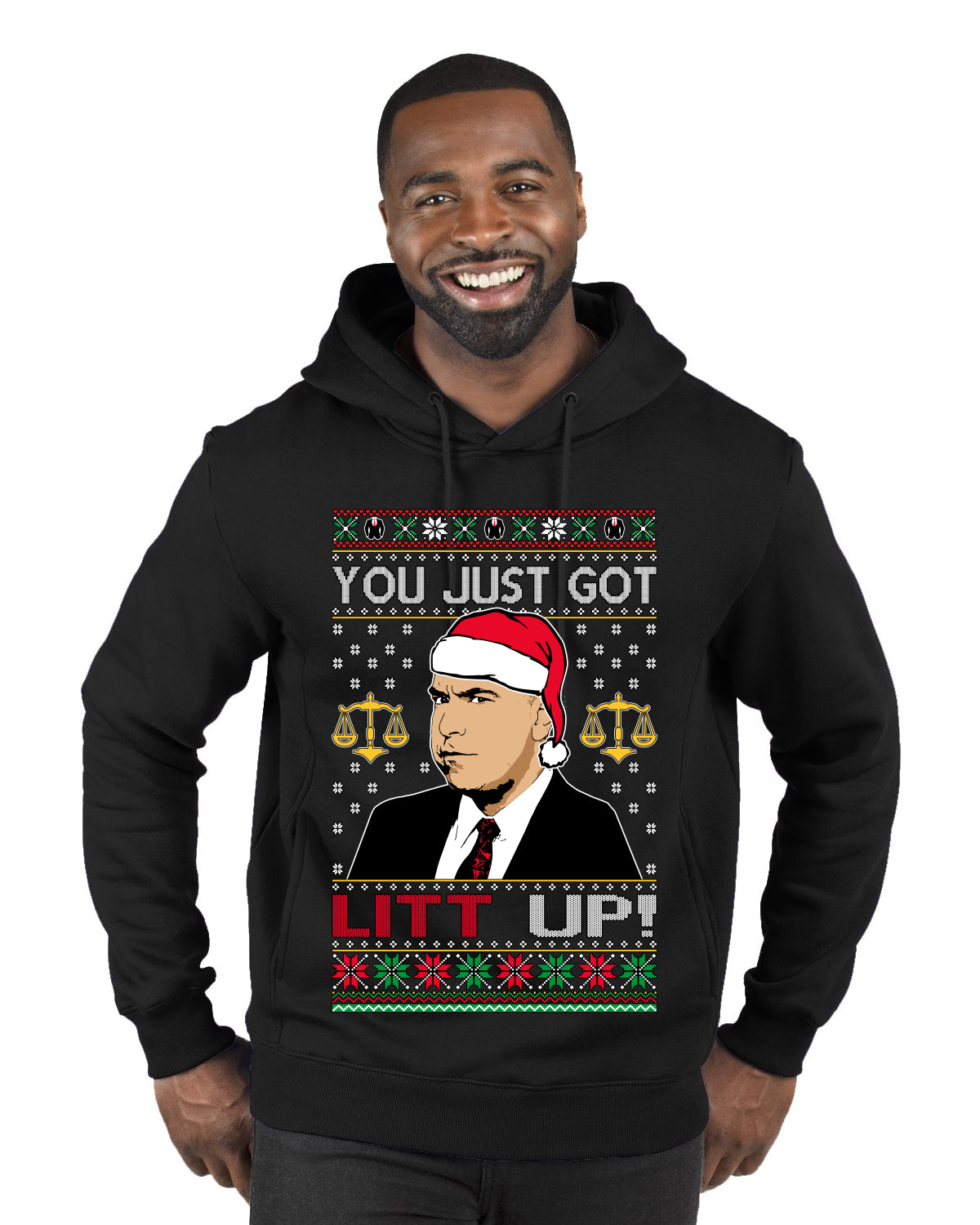 Just Got Litt Up Louis, TV Series, Christmas Gifts, Funny Xmas Gift Idea, Ugly Christmas Sweater Premium Graphic Hoodie Sweatshirt
