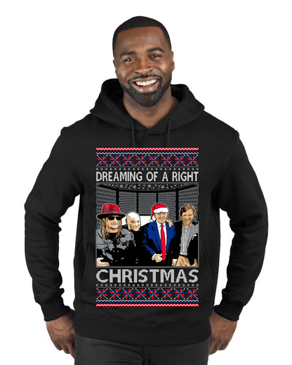 Dreaming Of A Right Christmas, Trump 2024 ,  , Christmas Gifts, Funny Xmas Gift Idea, Ugly Christmas Sweater Premium Graphic Hoodie Sweatshirt
