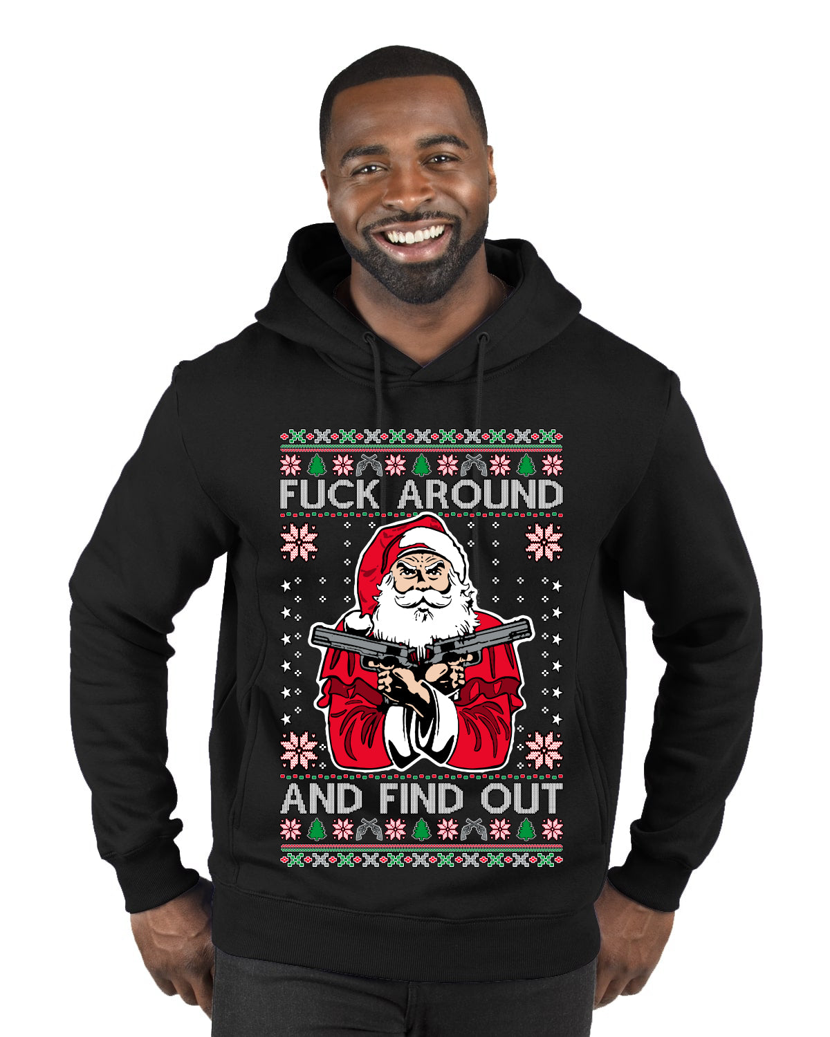F Around And Find Out Santa, Christmas Gifts, Funny Xmas Gift Idea, Ugly Christmas Sweater Premium Graphic Hoodie Sweatshirt