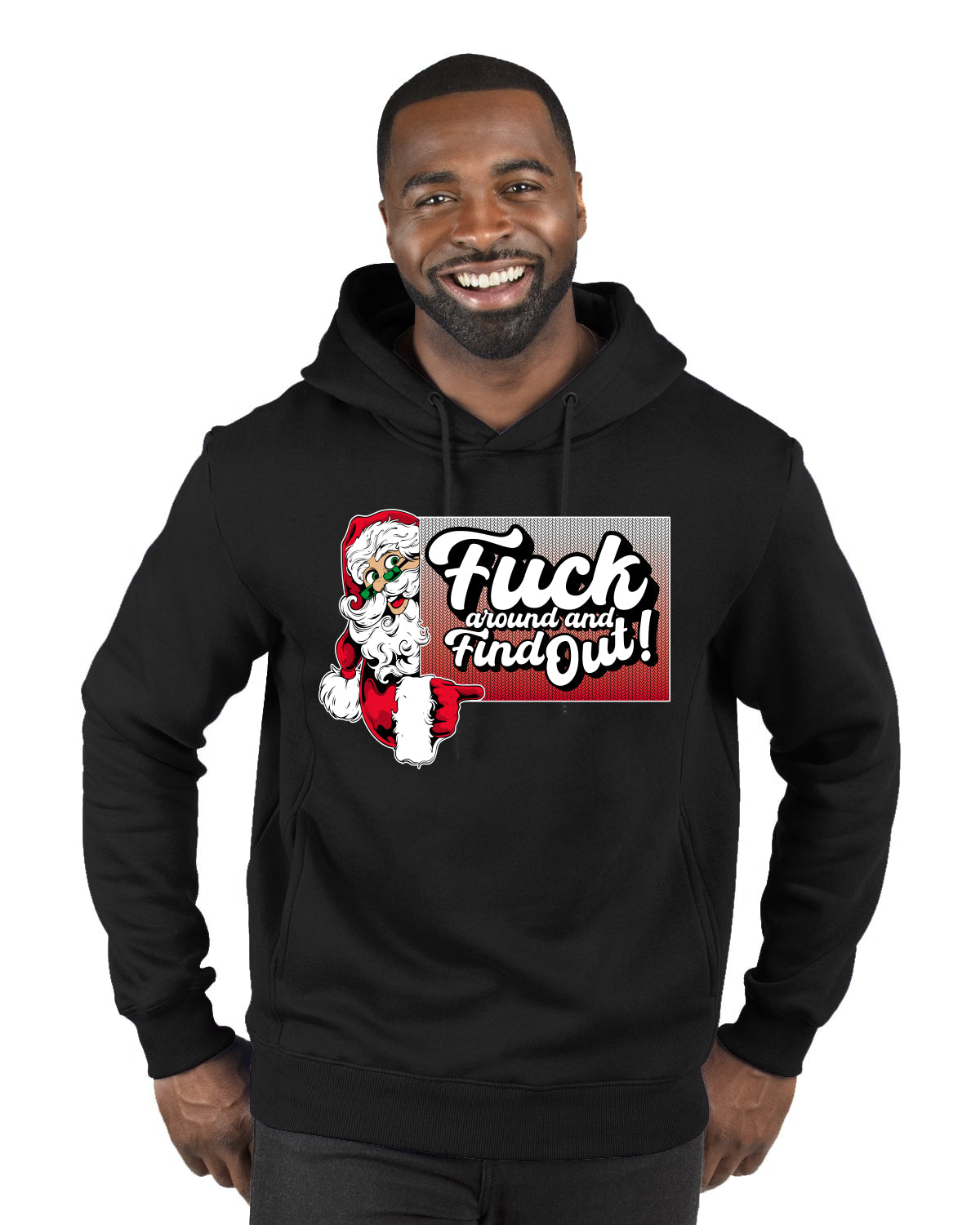 F Around And Find Out Santa Sign, Christmas Gifts, Funny Xmas Gift Idea, Ugly Christmas Sweater Premium Graphic Hoodie Sweatshirt