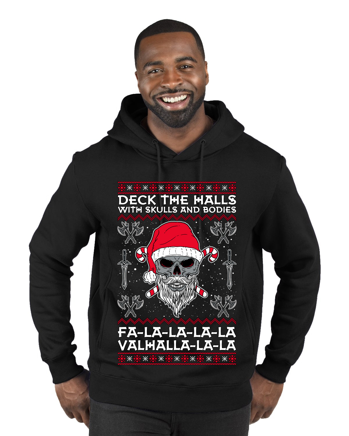 Valhalla Deck The Halls With Skulls & Bodies Movie Xmas Shirt, Christmas Gifts, Funny Xmas Gift Idea, Ugly Christmas Sweater Premium Graphic Hoodie Sweatshirt