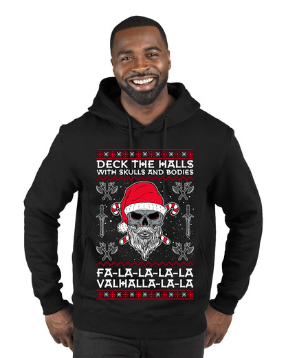 Valhalla Deck The Halls With Skulls & Bodies Movie Xmas Shirt, Christmas Gifts, Funny Xmas Gift Idea, Ugly Christmas Sweater Premium Graphic Hoodie Sweatshirt