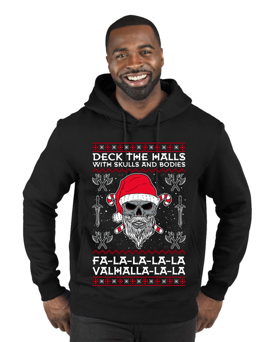 Valhalla Deck The Halls With Skulls & Bodies Movie Xmas Shirt, Christmas Gifts, Funny Xmas Gift Idea, Ugly Christmas Sweater Premium Graphic Hoodie Sweatshirt