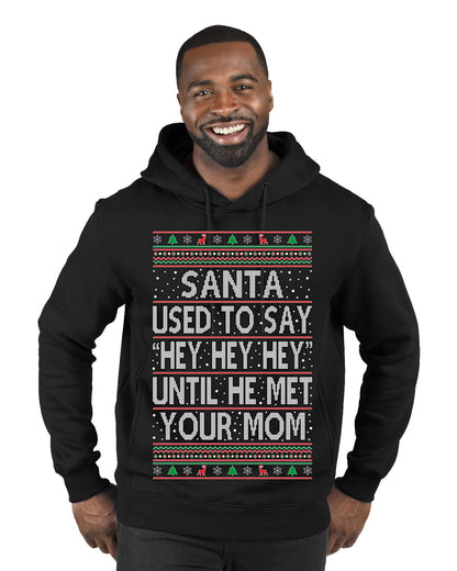 When Santa Used To Say Hey Until He Met Your Mom , Christmas Gifts, Funny Xmas Gift Idea, Ugly Christmas Sweater Premium Graphic Hoodie Sweatshirt