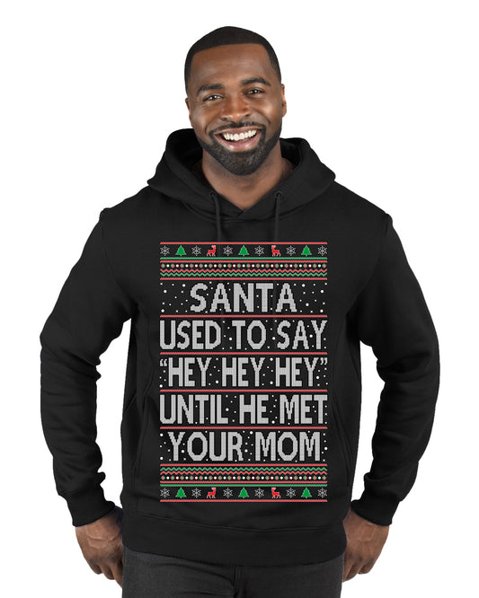 When Santa Used To Say Hey Until He Met Your Mom , Christmas Gifts, Funny Xmas Gift Idea, Ugly Christmas Sweater Premium Graphic Hoodie Sweatshirt