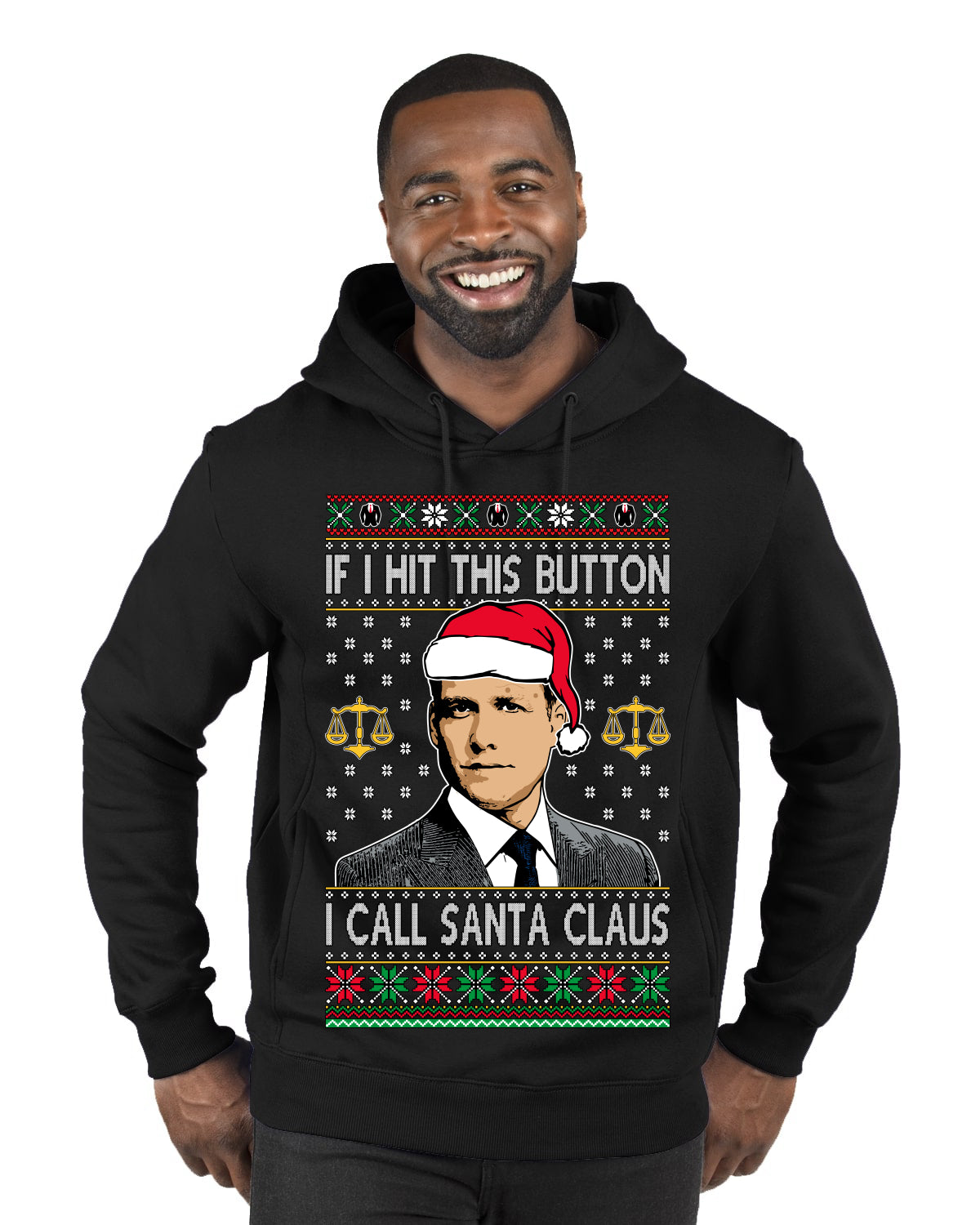TV Show Parody Harvey Hit This Button I Call Santa Specter, Christmas Gifts, Funny Xmas Gift Idea, Ugly Christmas Sweater Premium Graphic Hoodie Sweatshirt