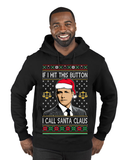 TV Show Parody Harvey Hit This Button I Call Santa Specter, Christmas Gifts, Funny Xmas Gift Idea, Ugly Christmas Sweater Premium Graphic Hoodie Sweatshirt