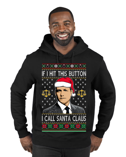 TV Show Parody Harvey Hit This Button I Call Santa Specter, Christmas Gifts, Funny Xmas Gift Idea, Ugly Christmas Sweater Premium Graphic Hoodie Sweatshirt