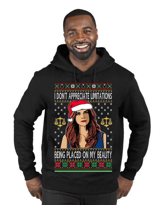 Donna TV Show Parody Don't Appreciate Limitations Being Placed, Christmas Gifts, Funny Xmas Gift Idea, Ugly Christmas Sweater Premium Graphic Hoodie Sweatshirt