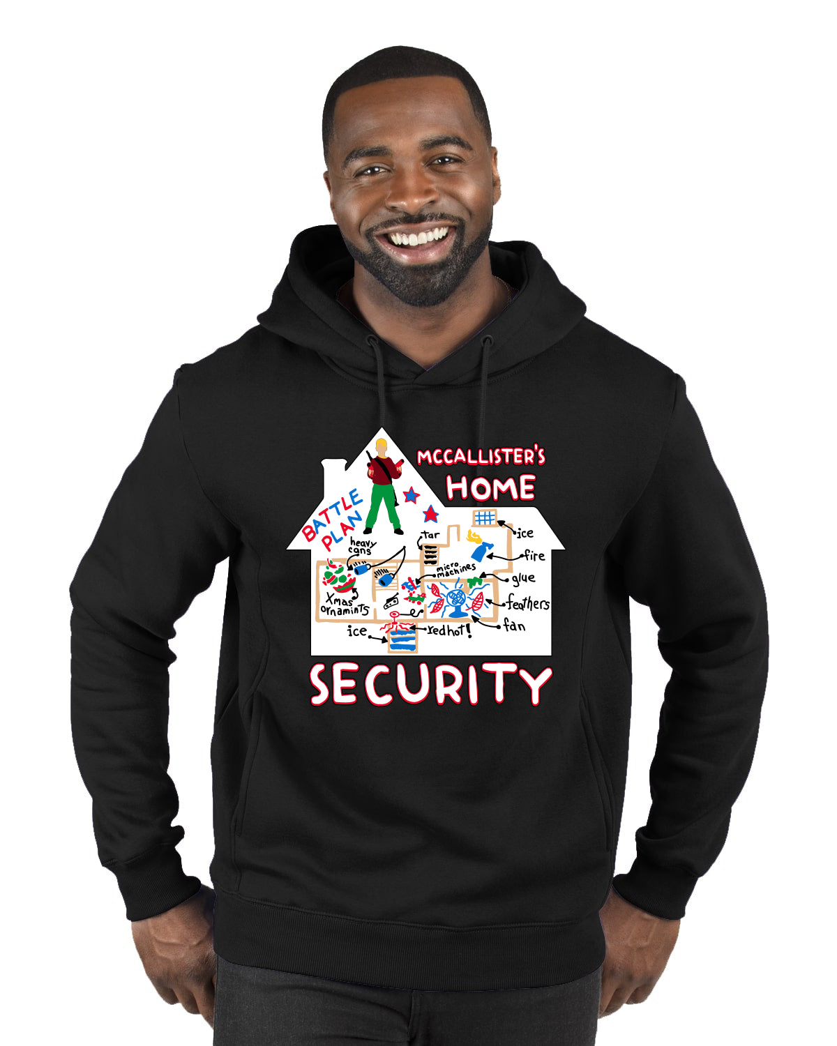 Battle Plans Alone McCallister's Home Security , Christmas Gifts, Funny Xmas Gift Idea, Ugly Christmas Sweater Premium Graphic Hoodie Sweatshirt