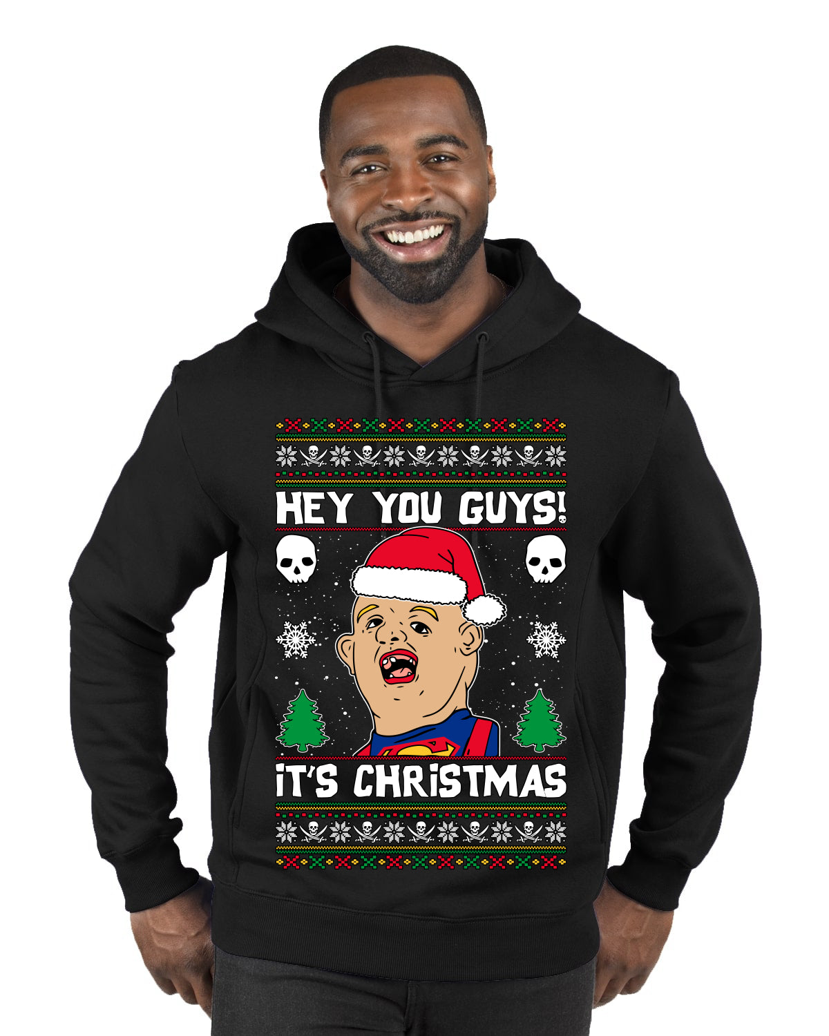 Hey You Guys! It's Sloth Never Say Die, Christmas Gifts, Funny Xmas Gift Idea, Ugly Christmas Sweater Premium Graphic Hoodie Sweatshirt