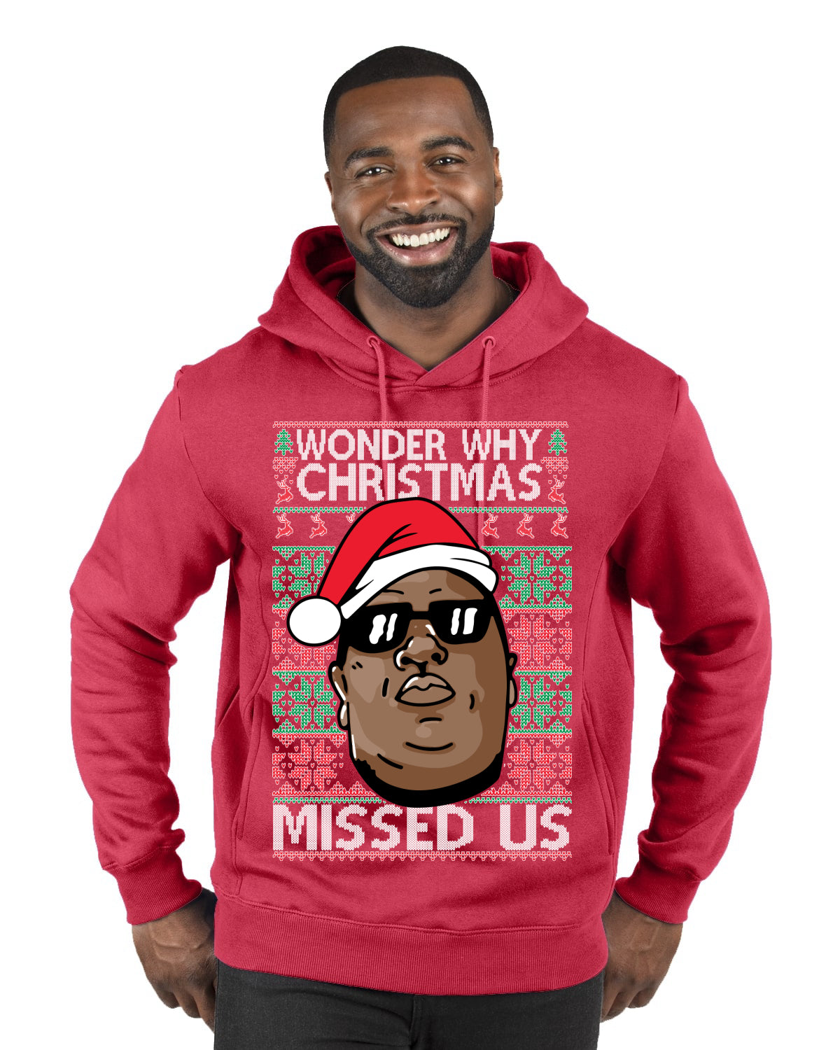 Funny Biggie Wonder Why Christmas Missed Us, Christmas Gifts, Funny Xmas Gift Idea, Ugly Christmas Sweater Premium Graphic Hoodie Sweatshirt