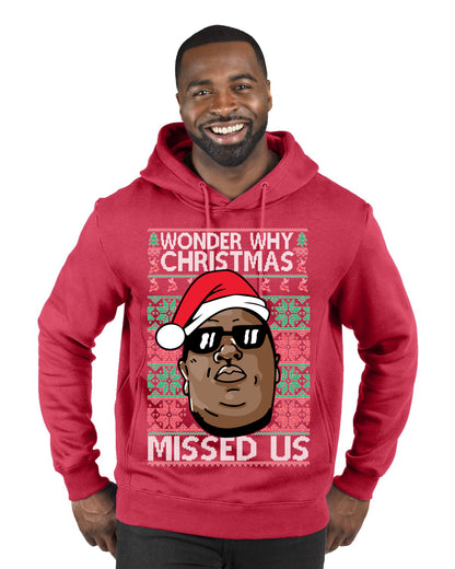 Funny Biggie Wonder Why Christmas Missed Us, Christmas Gifts, Funny Xmas Gift Idea, Ugly Christmas Sweater Premium Graphic Hoodie Sweatshirt
