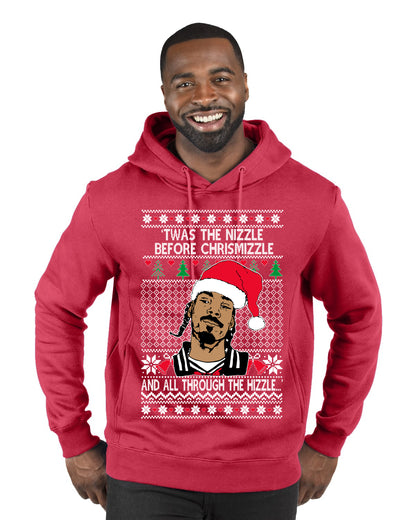 Twas The Nizzle Before Chrismizzle And All Through The Wizzle White, Christmas Gifts, Funny Xmas Gift Idea, Ugly Christmas Sweater Premium Graphic Hoodie Sweatshirt