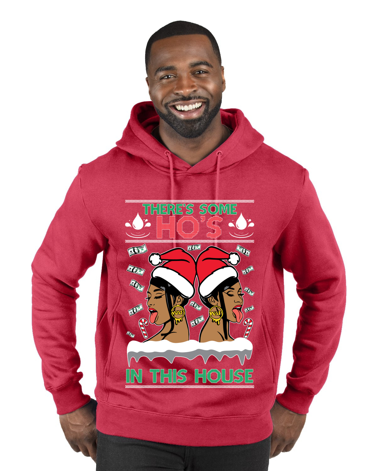 Woman Rapper Ho's In This House, Christmas Gifts, Funny Xmas Gift Idea, Ugly Christmas Sweater Premium Graphic Hoodie Sweatshirt