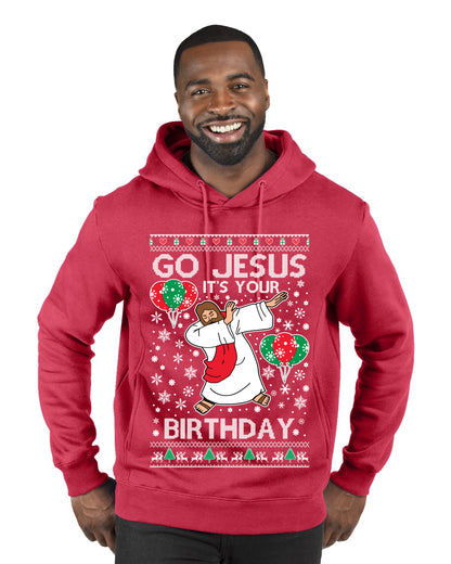 Go Jesus It's Your Birthday, Jesus Birthday, Christmas Gifts, Funny Xmas Gift Idea, Ugly Christmas  Premium Graphic Hoodie Sweatshirt
