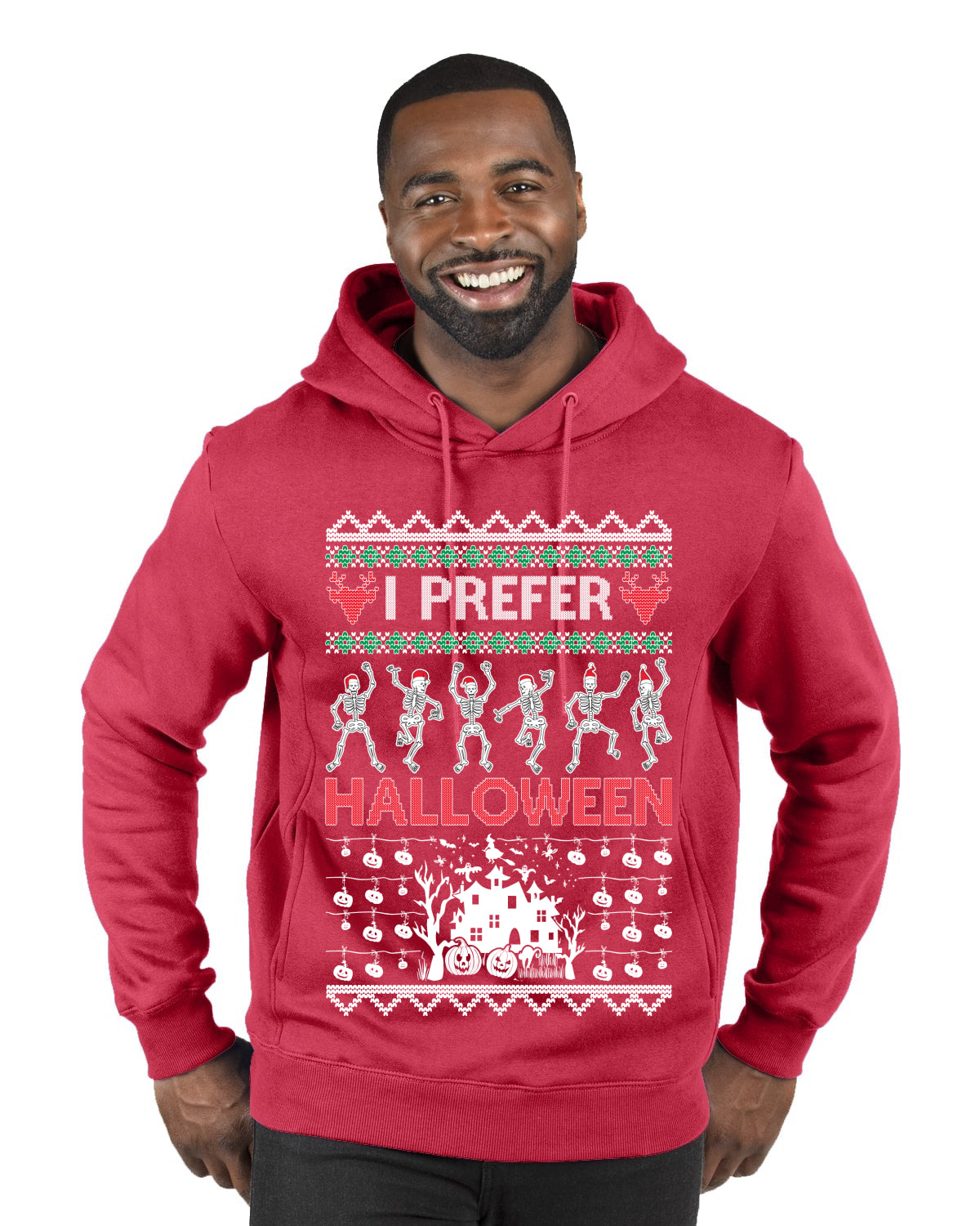 I Prefer Halloween Dancing Skeletons, Xmas Dancers, Christmas Gifts, Funny Xmas Gift Idea, Ugly Christmas  Premium Graphic Hoodie Sweatshirt