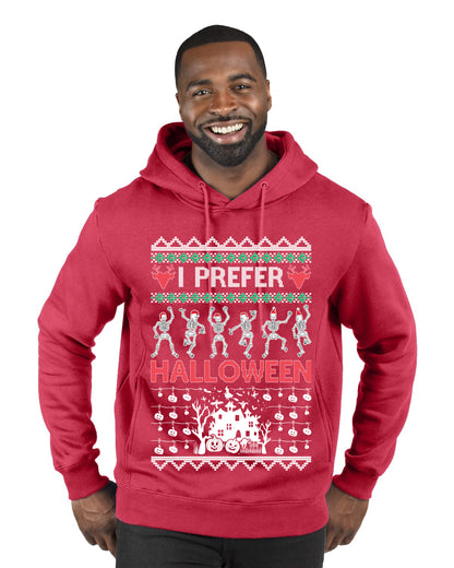 I Prefer Halloween Dancing Skeletons, Xmas Dancers, Christmas Gifts, Funny Xmas Gift Idea, Ugly Christmas  Premium Graphic Hoodie Sweatshirt