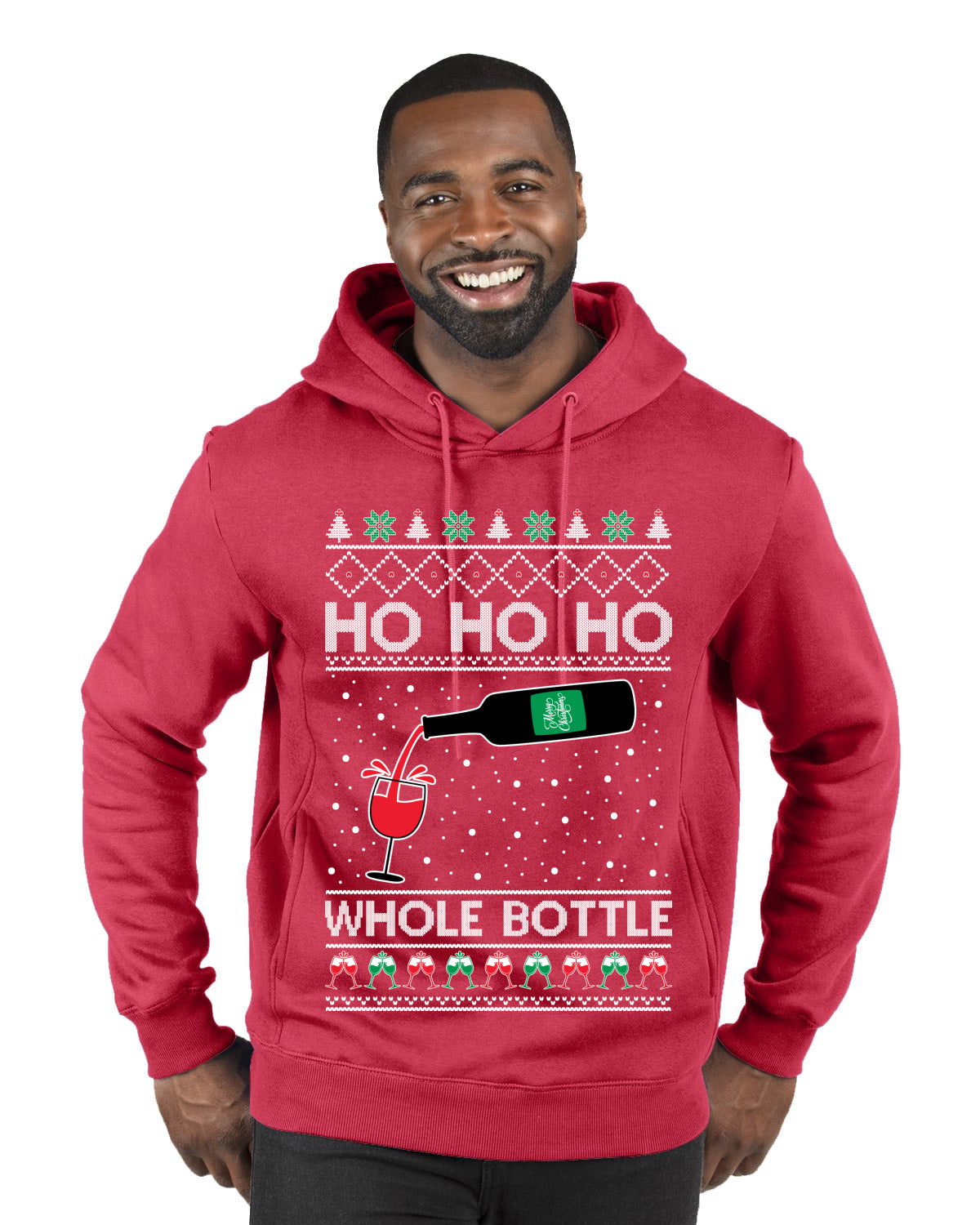 Ho Ho Ho Whole Bottle Wine Spirits, Christmas Gifts, Funny Xmas Gift Idea, Ugly Christmas  Premium Graphic Hoodie Sweatshirt