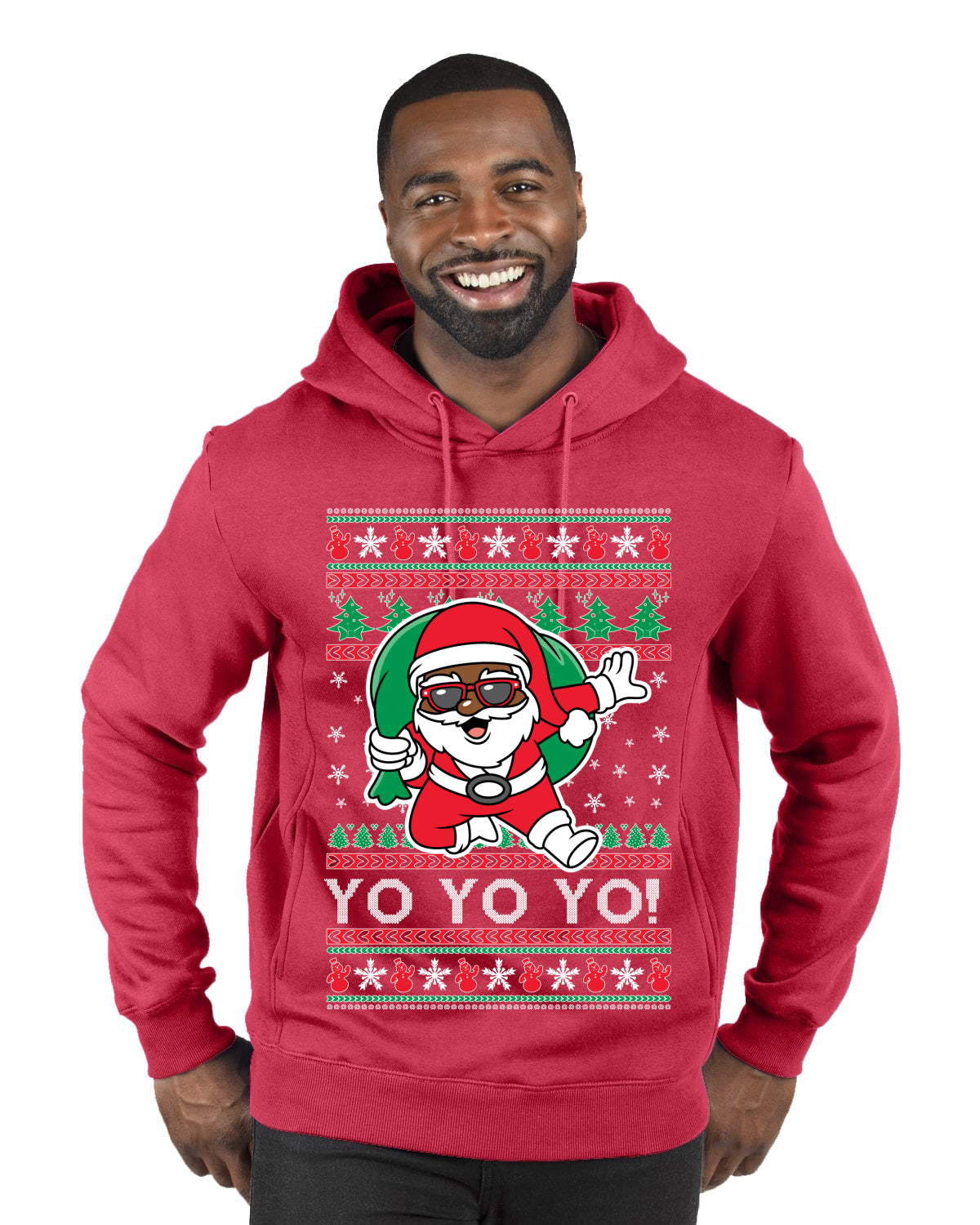 Yo Yo Yo Black Santa, Christmas Gifts, Funny Xmas Gift Idea, Ugly Christmas  Premium Graphic Hoodie Sweatshirt