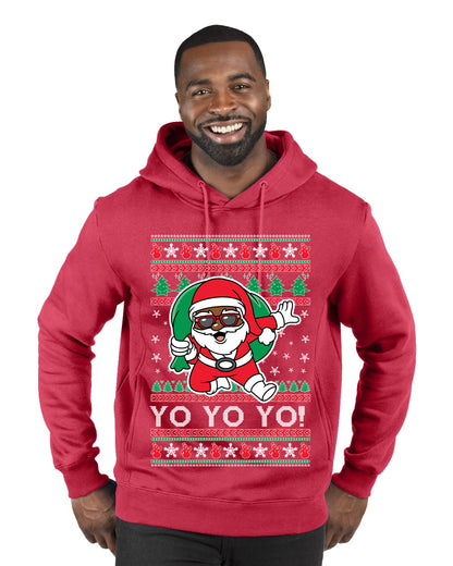 Yo Yo Yo Black Santa, Christmas Gifts, Funny Xmas Gift Idea, Ugly Christmas  Premium Graphic Hoodie Sweatshirt