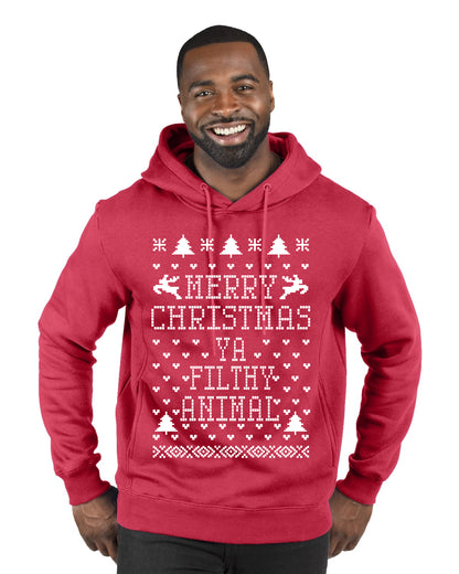 Merry Xmas You Filthy Animal, Christmas Gifts, Funny Xmas Gift Idea, Ugly Christmas Sweater Premium Graphic Hoodie Sweatshirt