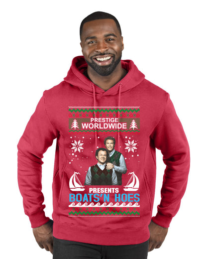 Prestige Worldwide Boats N' Hoes Step Brothers, Christmas Gifts, Funny Xmas Gift Idea, Ugly Christmas Sweater Premium Graphic Hoodie Sweatshirt