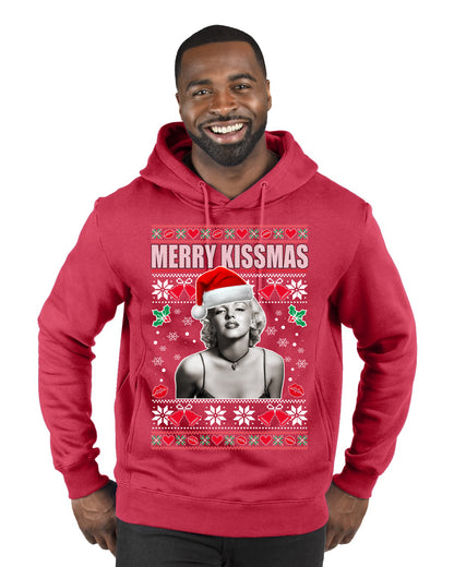 Merry Kissmas Marilyn Monroe, Christmas Gifts, Funny Xmas Gift Idea, Ugly Christmas Sweater Premium Graphic Hoodie Sweatshirt