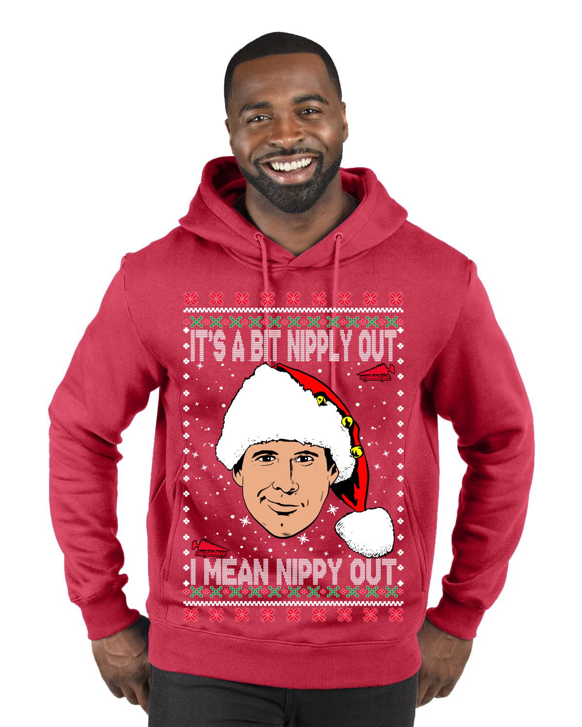 Clark G It's A Bit Nipply Out, Christmas Gifts, Funny Xmas Gift Idea, Ugly Christmas Sweater Premium Graphic Hoodie Sweatshirt
