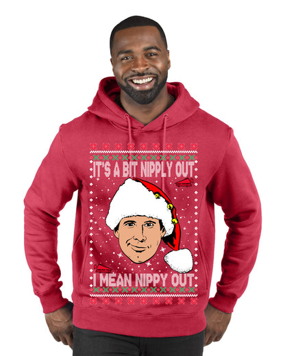 Clark G It's A Bit Nipply Out, Christmas Gifts, Funny Xmas Gift Idea, Ugly Christmas Sweater Premium Graphic Hoodie Sweatshirt