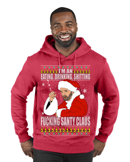 Bad Santa Fucking Santy Claus, Christmas Gifts, Funny Xmas Gift Idea, Ugly Christmas Sweater Premium Graphic Hoodie Sweatshirt
