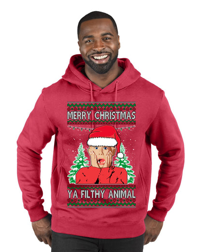 Filthy Animal Christmas Sweatshirt Kevin Movie Christmas Sweater, Ugly Christmas Sweater Unisex Crewneck Sweatshirt Ugly Christmas Sweater Premium Graphic Hoodie Sweatshirt