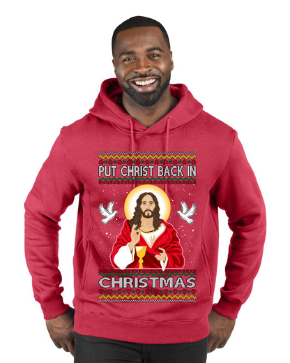 Put Christ Back In Christmas , Merry Christmas Tee, Ugly Christmas,  Sweater Premium Graphic Hoodie Sweatshirt