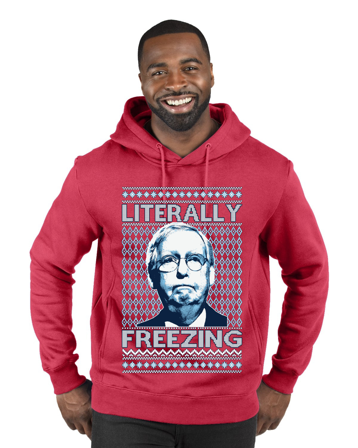 Literally Freezing McConnell , Merry Christmas Tee, Ugly Christmas,  Sweater Premium Graphic Hoodie Sweatshirt