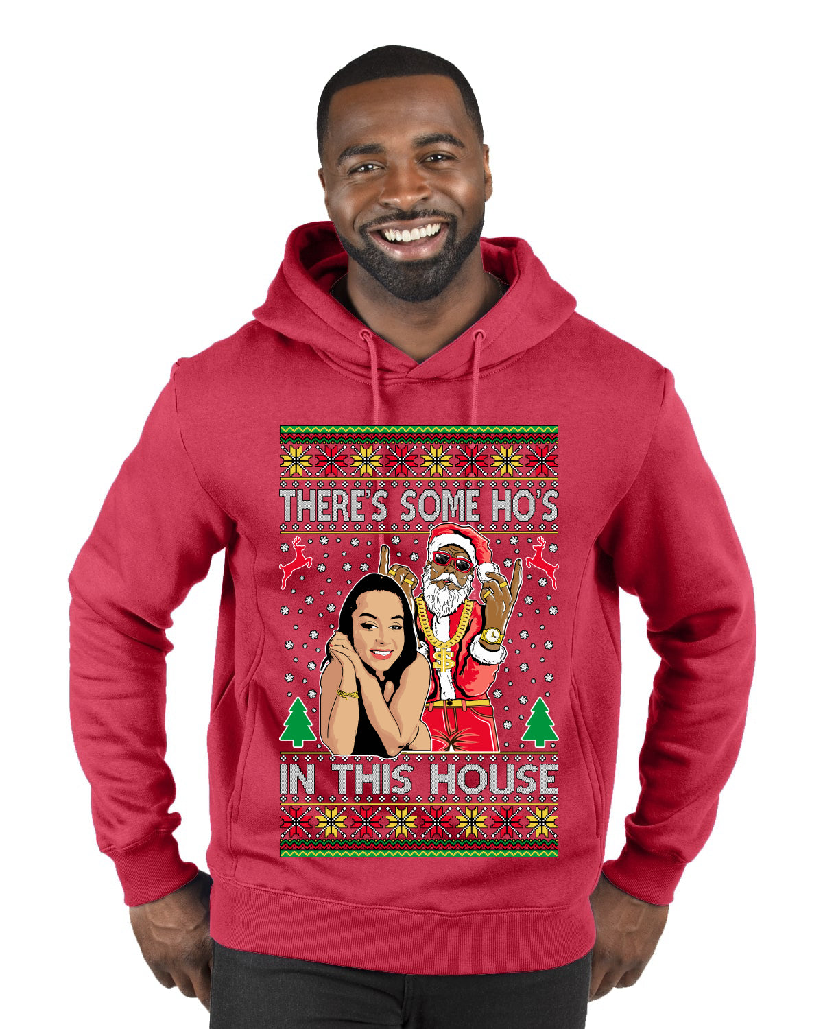 Santa the Plug Hos In This House , Merry Christmas Tee, Ugly Christmas,  Sweater Premium Graphic Hoodie Sweatshirt