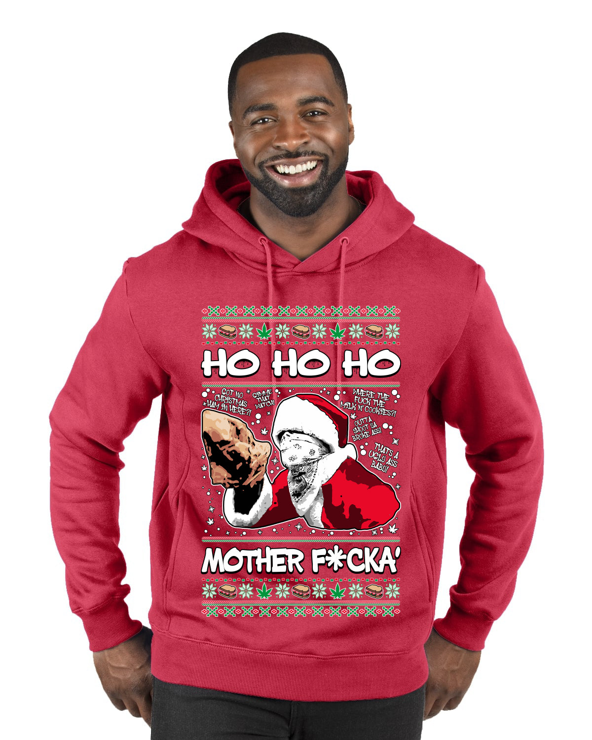 Friday Hood Santa , Merry Christmas Tee, Ugly Christmas,  Sweater Premium Graphic Hoodie Sweatshirt